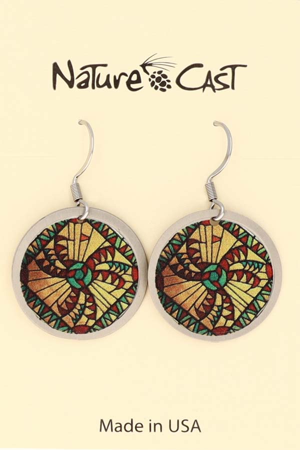 22062 Earring dangle stained glass yellow and red THUMBNAIL