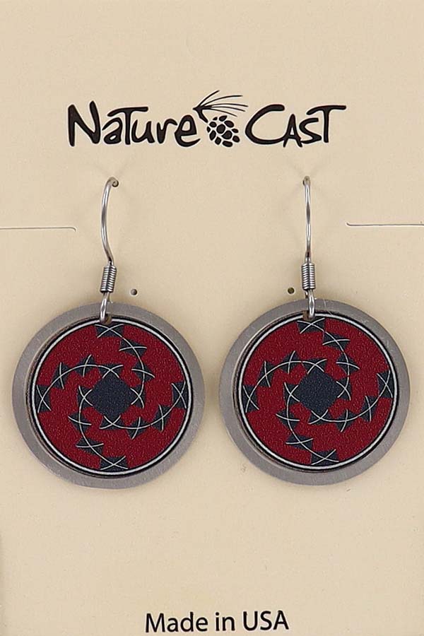 22063 Earring dangle red and black tile THUMBNAIL