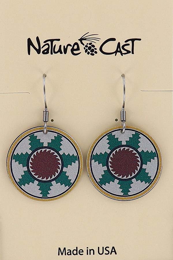 22066 Earring dangle green and white tile THUMBNAIL
