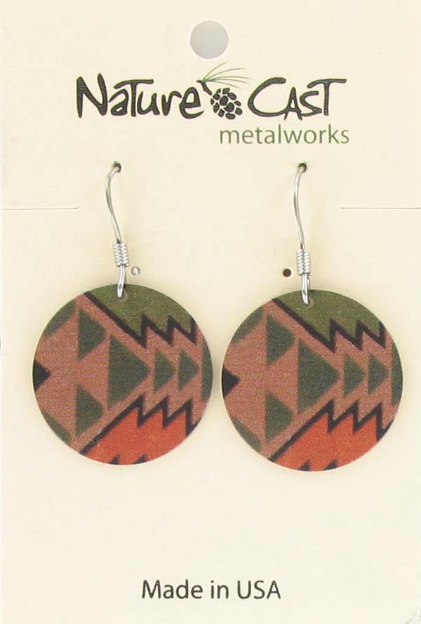 Earring dangle round Majestic pattern THUMBNAIL