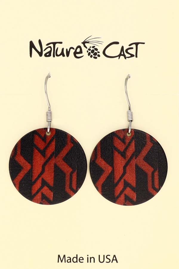 22079 Earring dangle round black and red Majestic beam MAIN