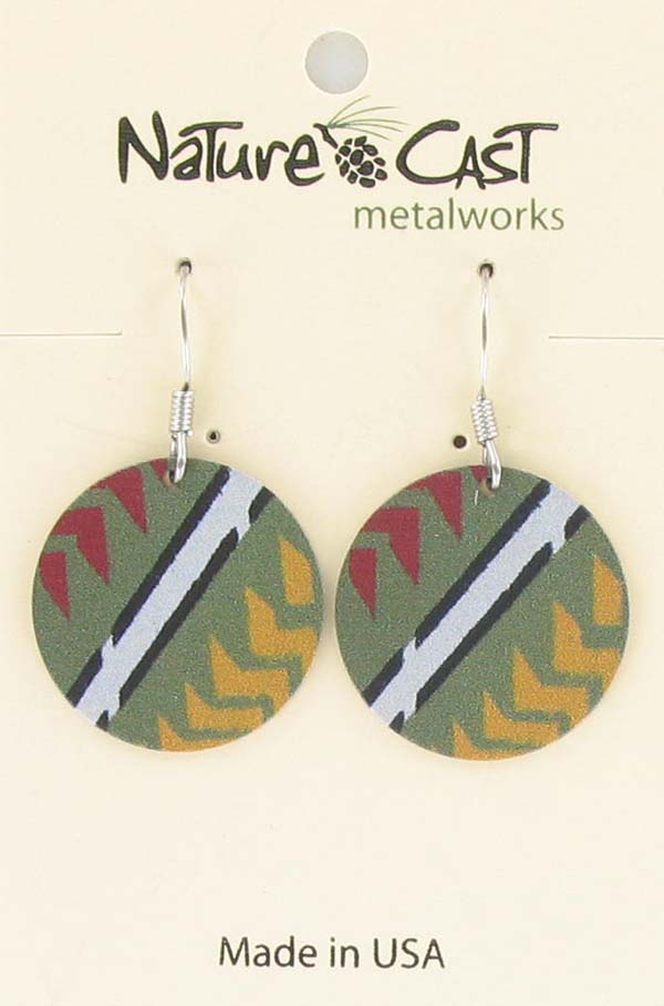 Earring dangle round disc red, green, yellow Majestic beam THUMBNAIL