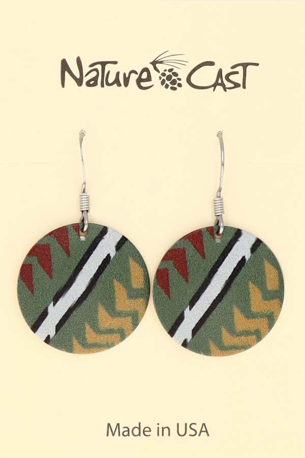 22080 Earring dangle round disc red, green, yellow Majestic beam MAIN