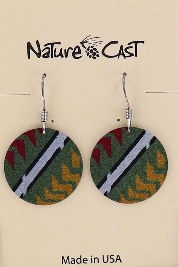 22080 Earring dangle round disc red, green, yellow Majestic beam MAIN