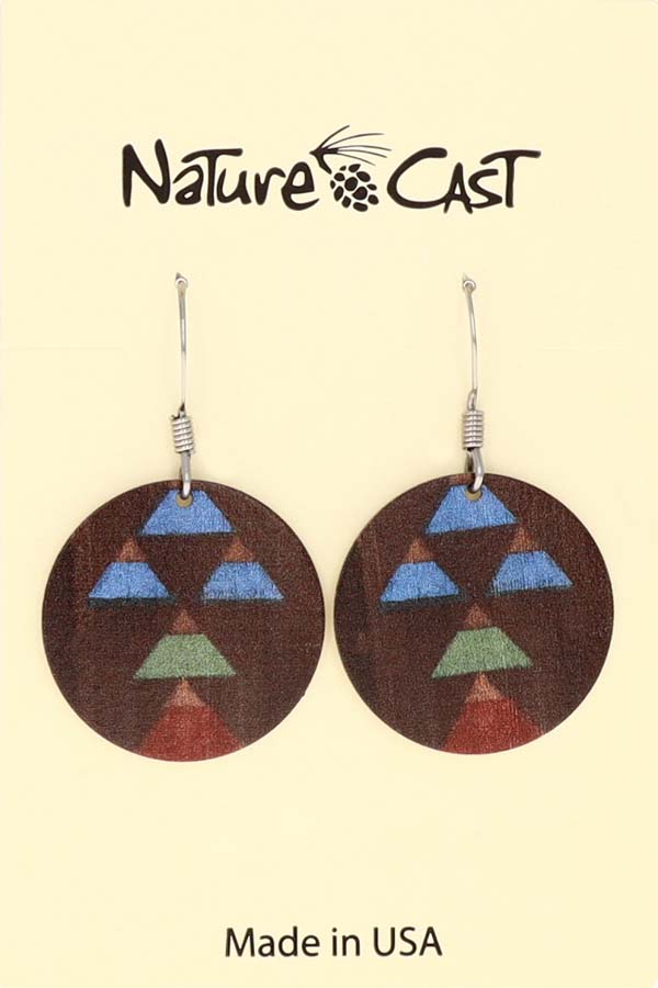 22083 Earring dangle round disc painted wood Majestic THUMBNAIL