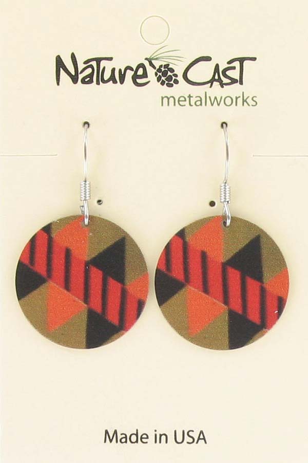 Earring dangle round disc multi color Majestic beam THUMBNAIL