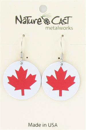 Earring dangle red maple LARGE