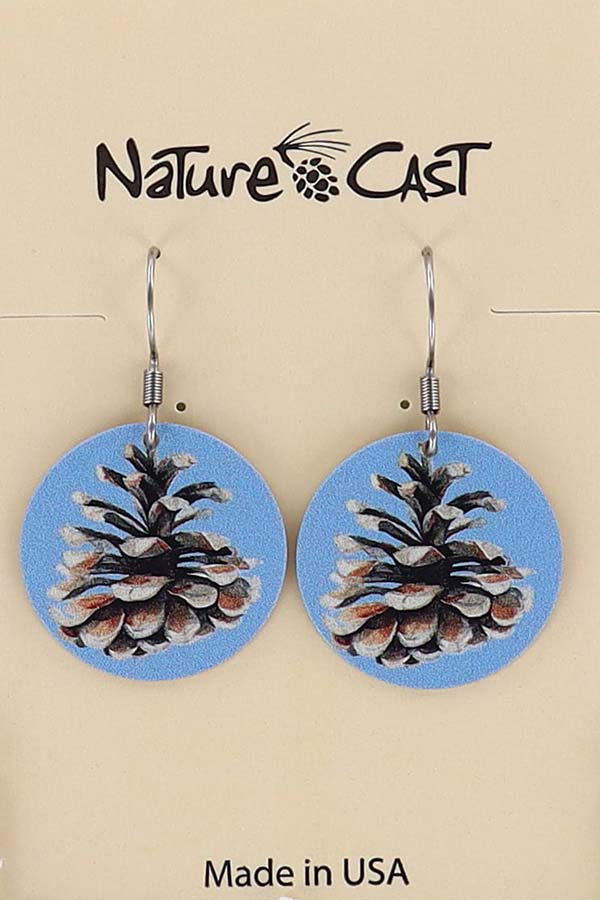 22095 Earring dangle color pine cone round LARGE