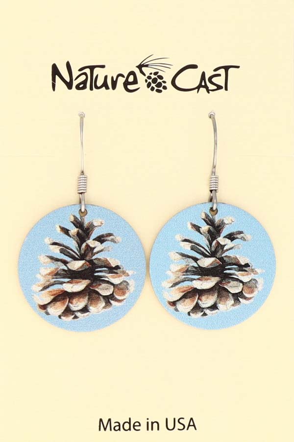 22095 Earring dangle color pine cone round LARGE