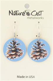 Earring dangle color pine cone round THUMBNAIL