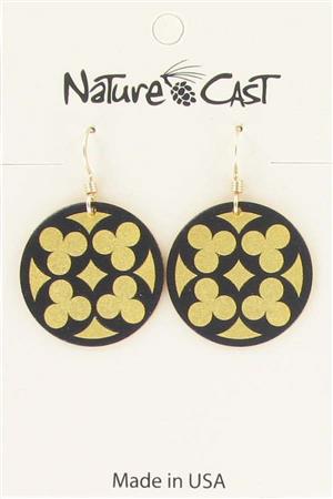 Earring dangle quatrefoil on gold LARGE