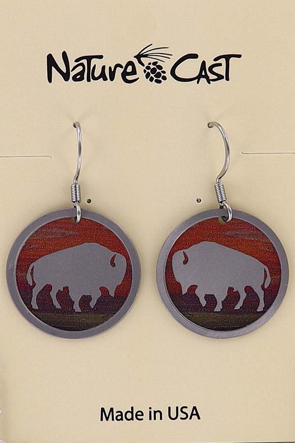 22100 Earring dangle sunset round bison THUMBNAIL
