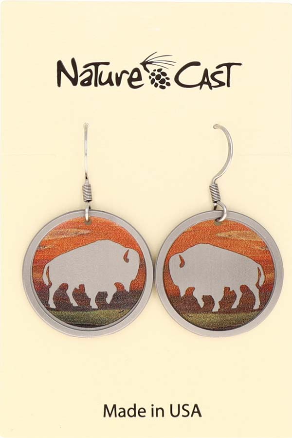 22100 Earring dangle sunset round bison THUMBNAIL