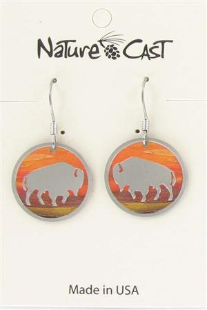 Earring dangle sunset round bison LARGE