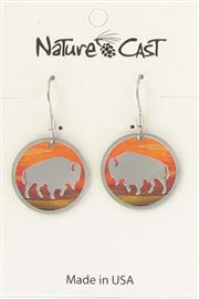Earring dangle sunset round bison THUMBNAIL