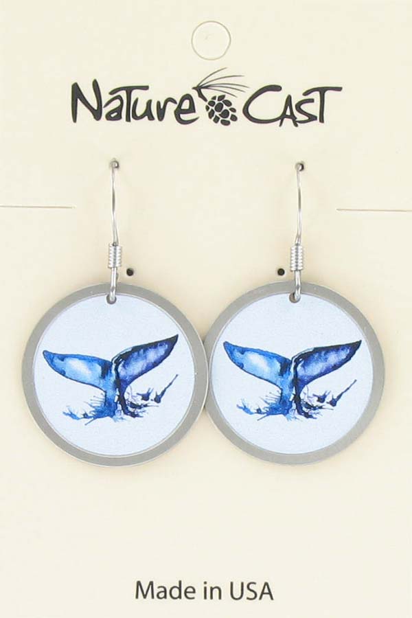 Earring dangle colorful whale tail THUMBNAIL