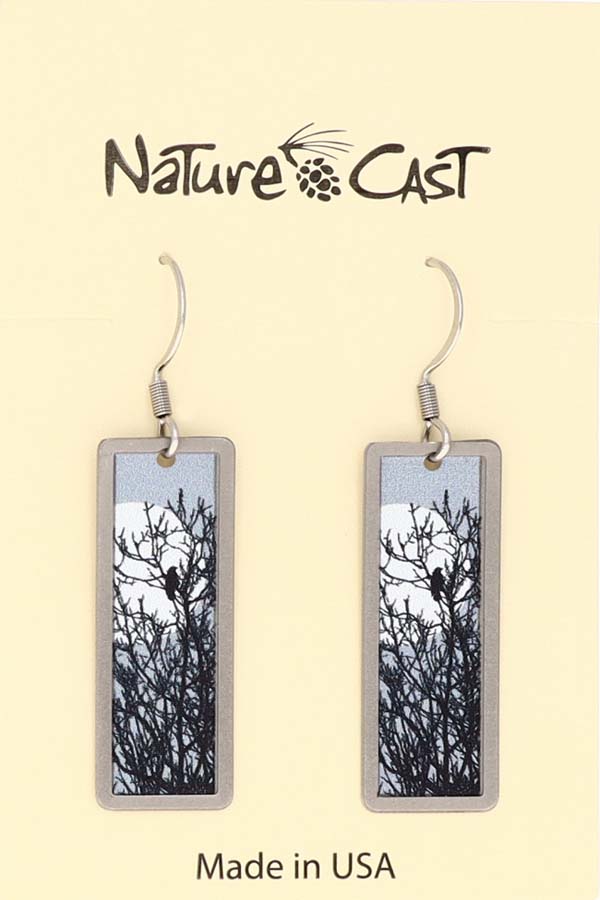 22106 Earring dangle bird in moon LARGE