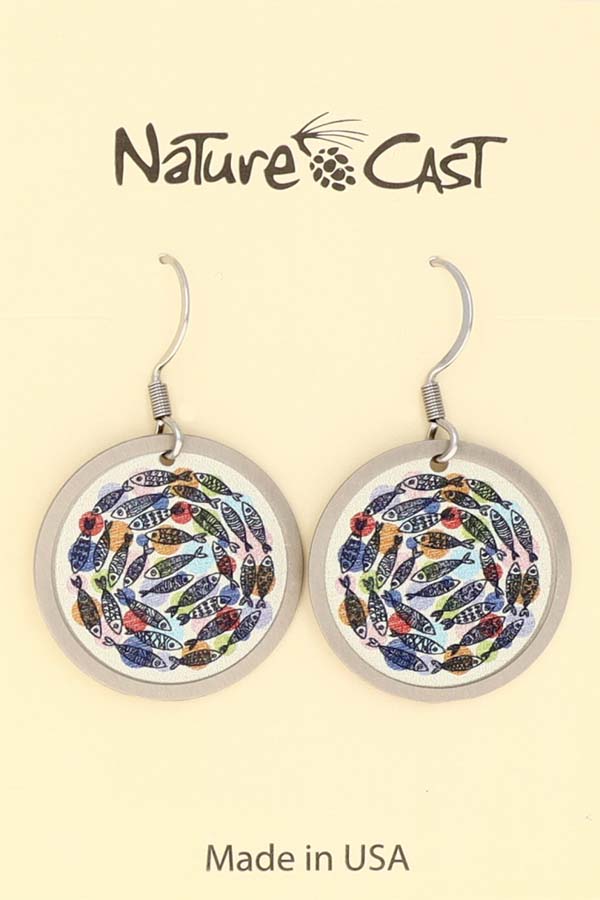 22107 Earring dangle circle of fish MAIN