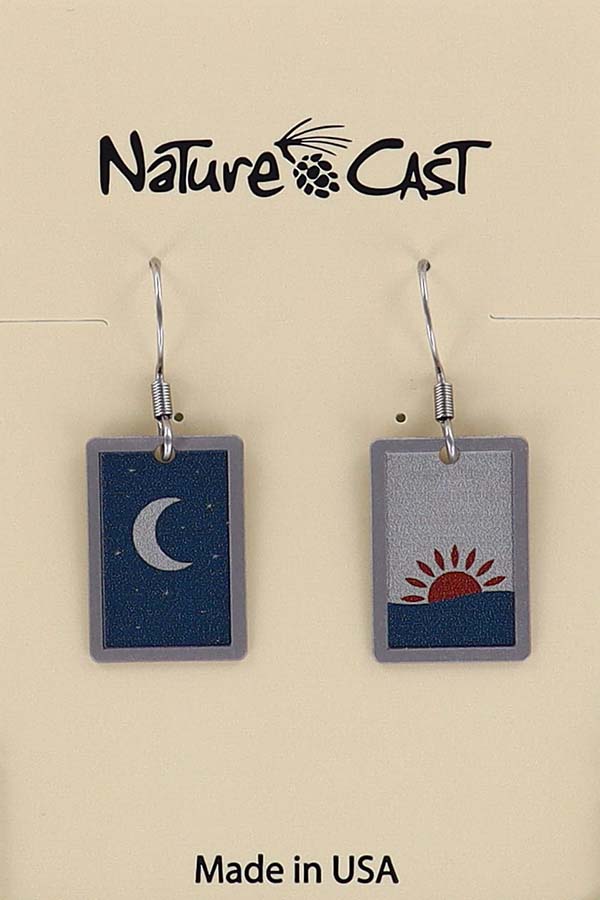 22126 Earring dangle moon and sun in rectangle THUMBNAIL