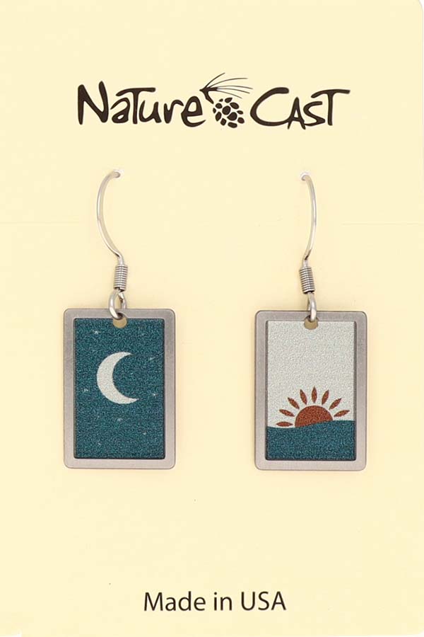 22126 Earring dangle moon and sun in rectangle THUMBNAIL