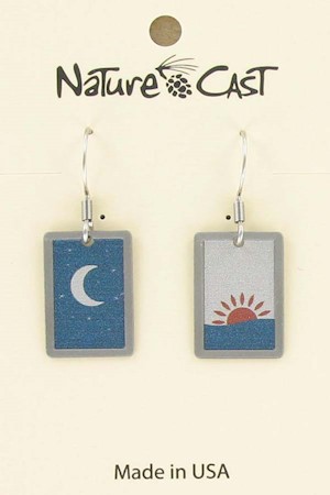 Earring dangle moon and sun in rectangle LARGE