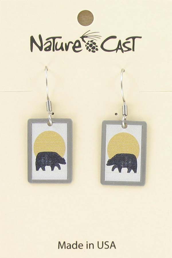 Earring dangle bear with yellow sun LARGE