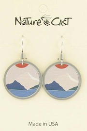 Earring dangle white mountain and water round THUMBNAIL