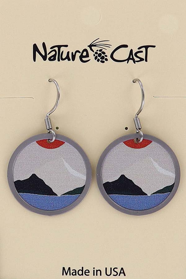 22131 Earring dangle white mountain and water round THUMBNAIL