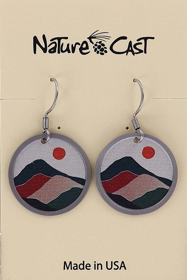22134 Earring dangle layered mountain sun round THUMBNAIL