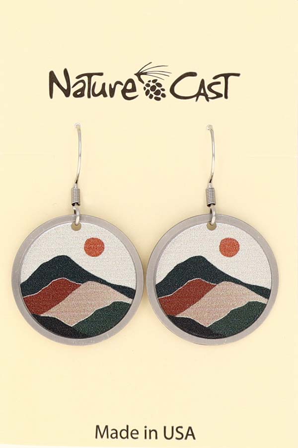 22134 Earring dangle layered mountain sun round THUMBNAIL