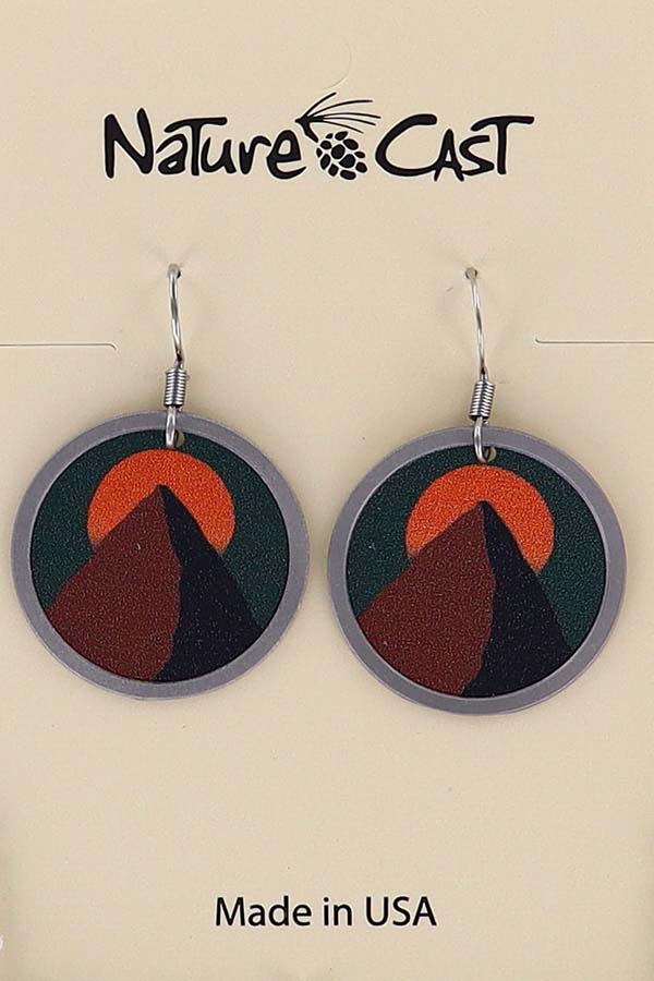 22135 Earring dangle mountain peaks sun round LARGE