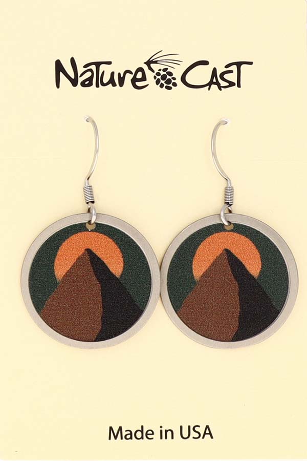 22135 Earring dangle mountain peaks sun round THUMBNAIL