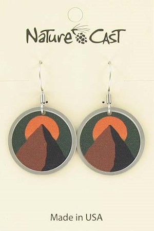 Earring dangle mountain peaks sun round LARGE