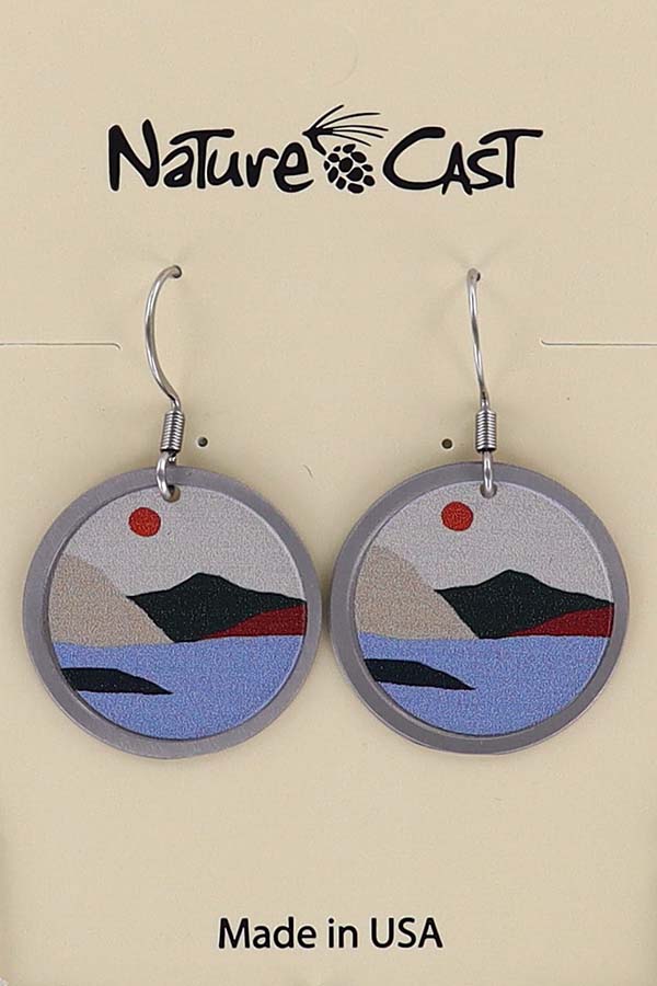 22136 Earring dangle lake sun round LARGE