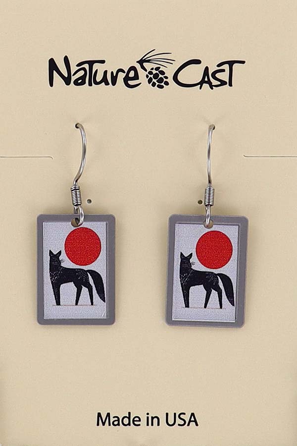22137 Earring dangle fox in red sun THUMBNAIL