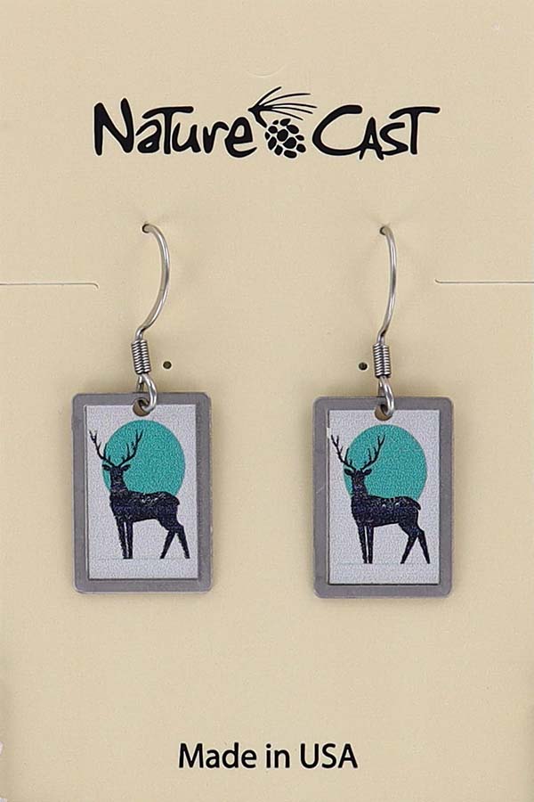 22139 Earring dangle deer in green circle THUMBNAIL