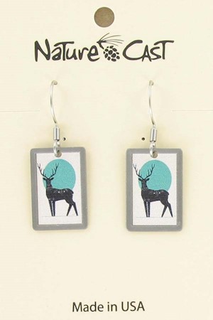 Earring dangle deer in green circle LARGE