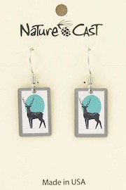 Earring dangle deer in green circle THUMBNAIL