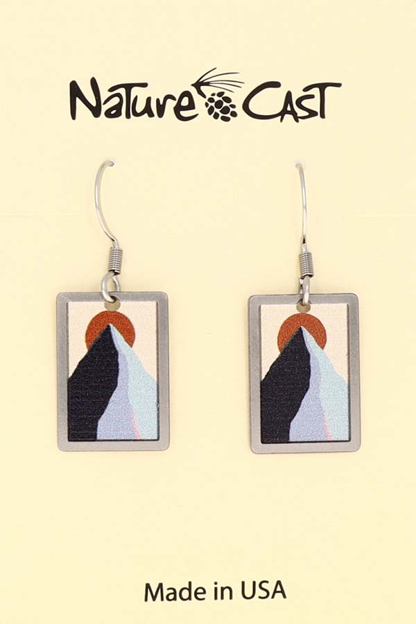 22140 Earring dangle rectangle single mountain peak LARGE