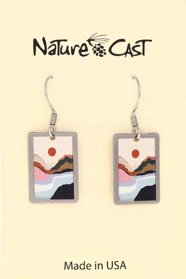 22141 Earring dangle river with orange sun MAIN