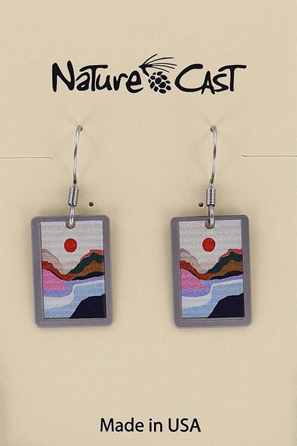 22141 Earring dangle river with orange sun LARGE