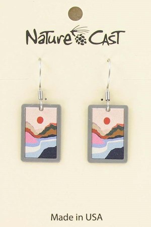 Earring dangle river with orange sun LARGE
