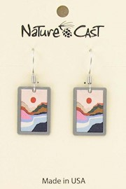 Earring dangle river with orange sun THUMBNAIL