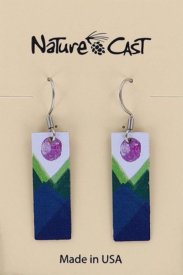 22145 Earring dangle pink sun over blue LARGE