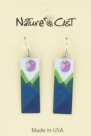 Earring dangle pink sun over blue THUMBNAIL