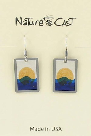 Earring dangle sun on horizon LARGE