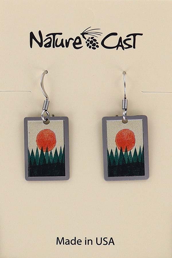22153 Earring dangle orange sun over trees THUMBNAIL