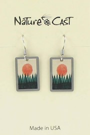 Earring dangle orange sun over trees THUMBNAIL