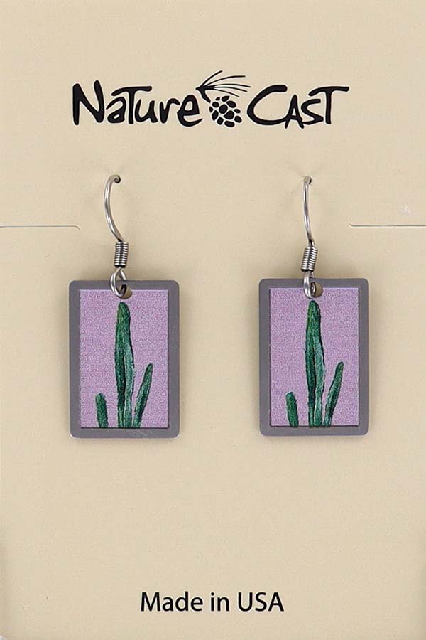 22154 Earring dangle fence post cactus on pink THUMBNAIL
