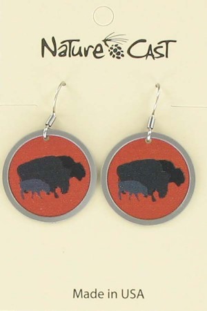 Earring dangle triple bison LARGE